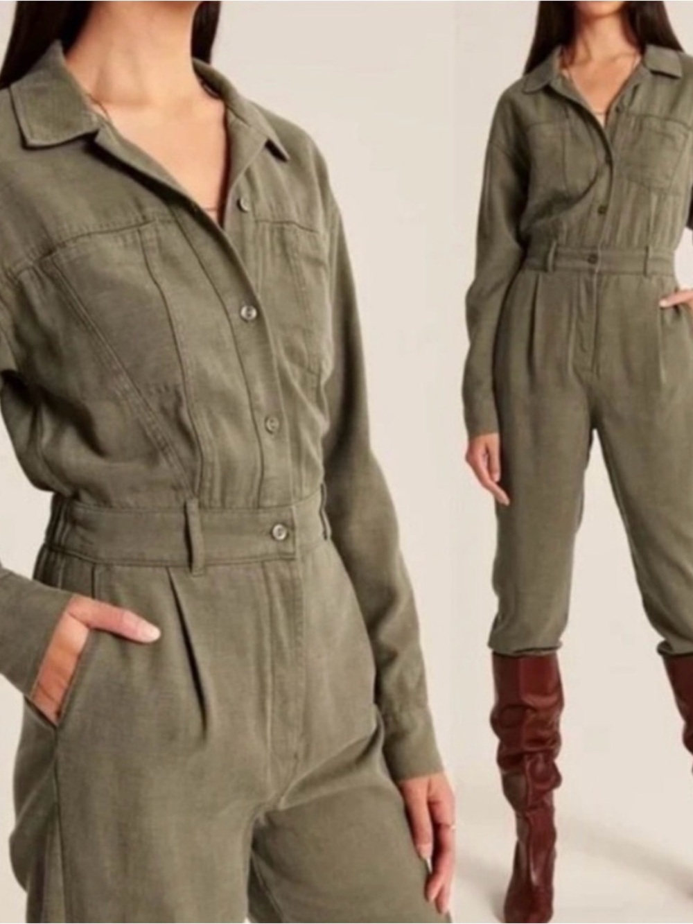 NWT Abercrombie & Fitch Olive Utility Jumpsuit